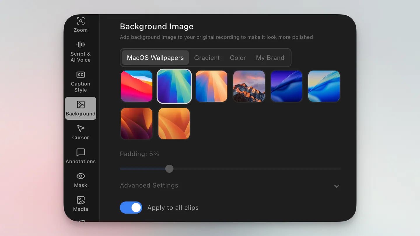 Custom backgrounds