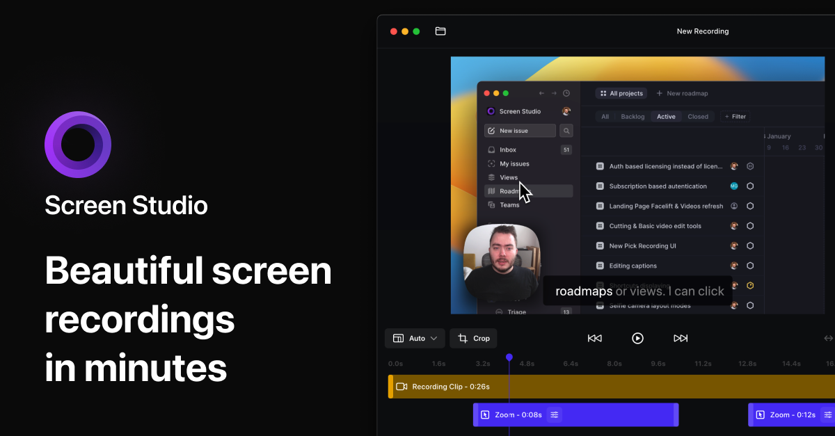 Screen Studio auto-zoom screen recorder for Mac