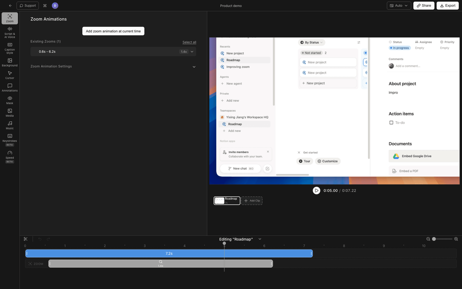 Tight Studio combining video clips in the editor